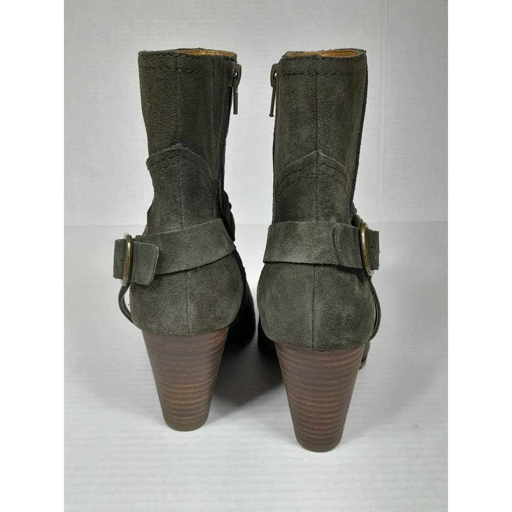 Lucky Brand Boot Womens 7.5 M Studded Ankle Booties Green Suede Harness Western - Picture 7 of 11